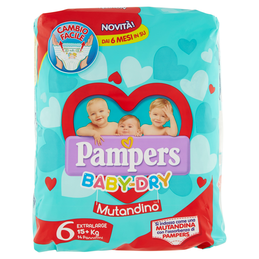 Pampers Baby Dry Mutandino Extralarge (15+ Kg) 14 Pannolini - -