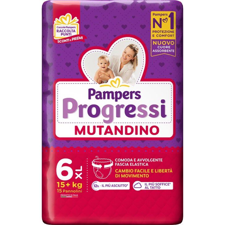 Pampers Pannolini Mutandina Progressi XL 15 Pezzi - -