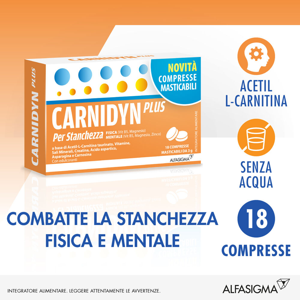 Carnidyn Plus per Stanchezza 18 Compresse Masticabili - -
