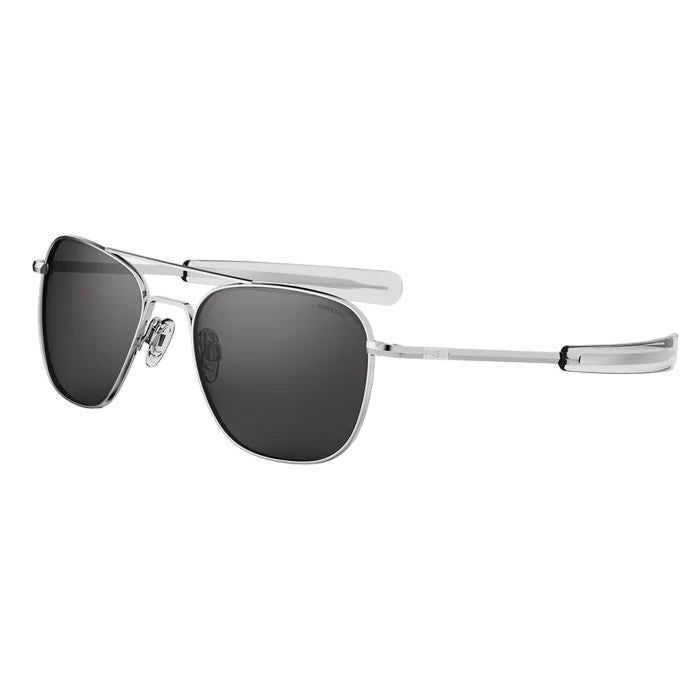 Randolph Engineering Uomo Af075 Bright Chrome Occhiali Da Sole Outlet Metallo Argento Grigio Squadrata Normale
