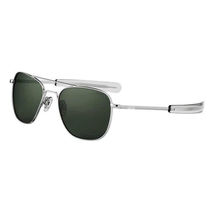 Randolph Engineering Uomo Af126 Bright Chrome Occhiali Da Sole Outlet Metallo Argento Verde Squadrata Normale