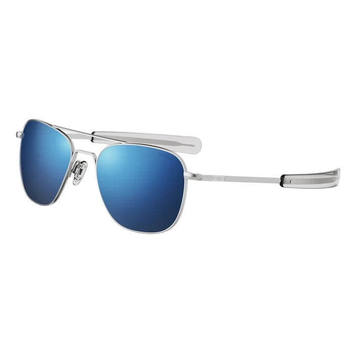 Randolph Engineering Uomo Af171 Matte Chrome Occhiali Da Sole Outlet Metallo Argento Blu Squadrata Normale