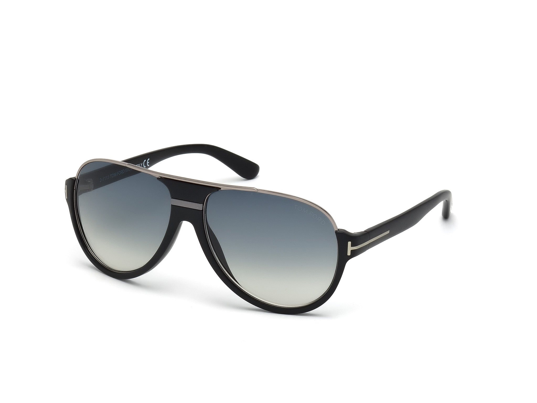 Tom Ford Uomo Ft0334 Dimitry 02W Occhiali Da Sole Acetato Nero Blu Pilot Normale Sfumato