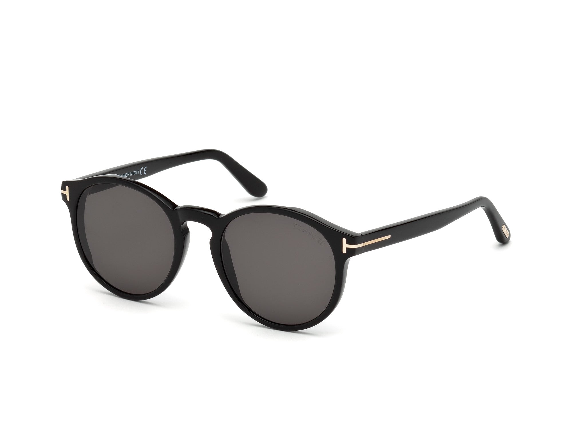 Tom Ford Unisex Ft0591 Ian-02 01A Occhiali Da Sole Acetato Nero Grigio Rotonda Normale