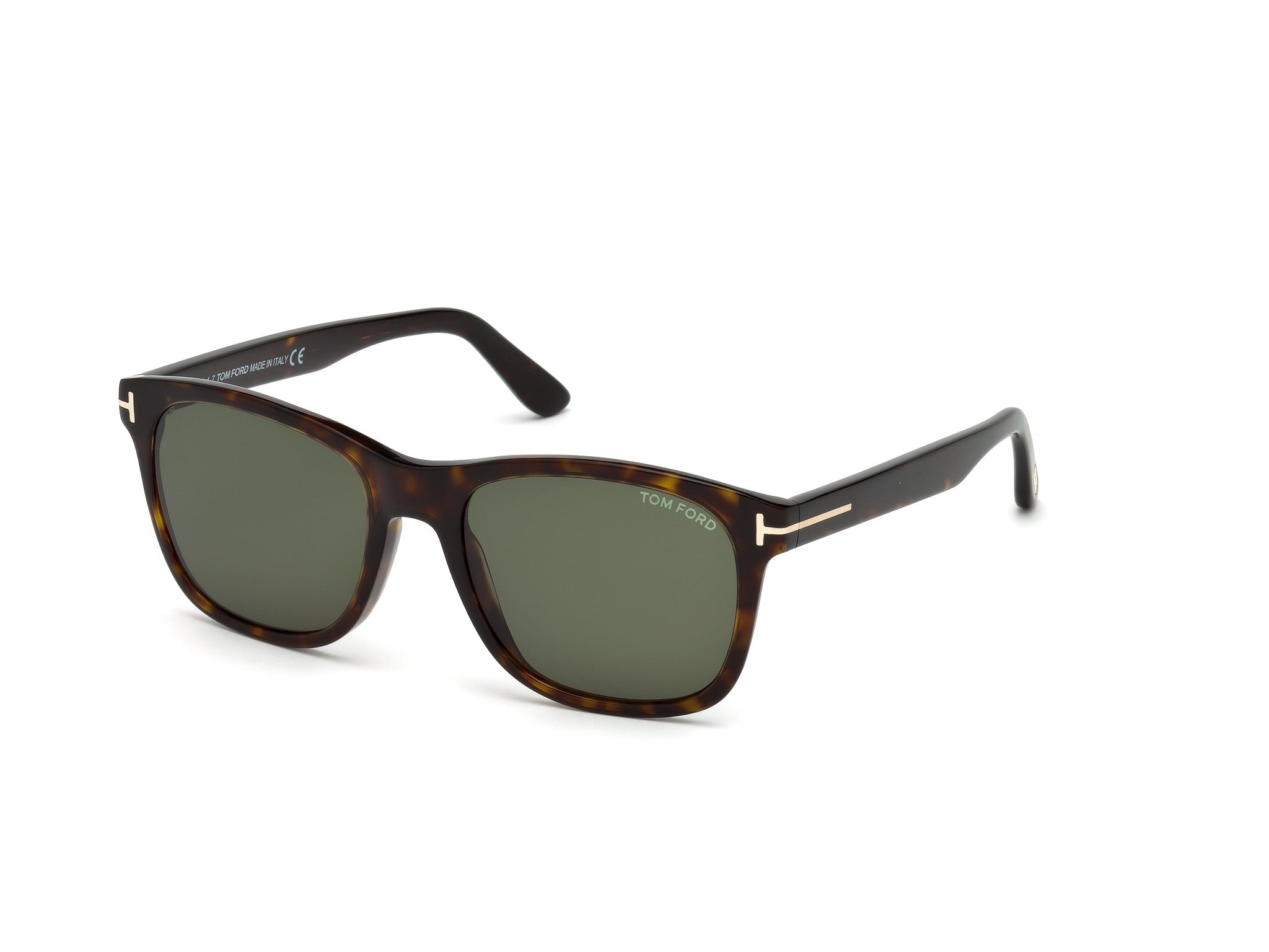 Tom Ford Uomo Ft0595 Eric-02 52N Occhiali Da Sole Acetato Havana Scuro Verde Geometrica Normale
