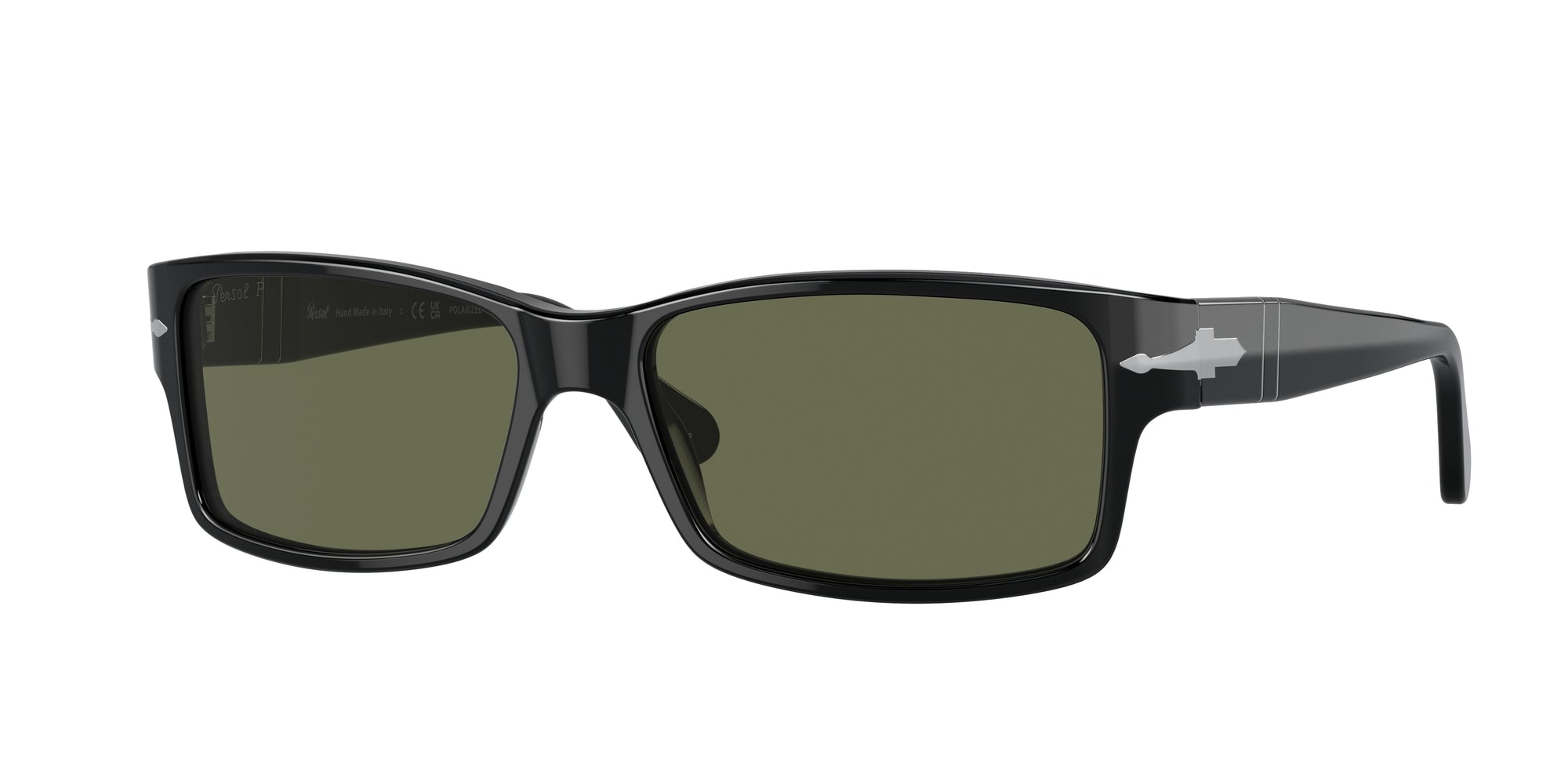 Persol Uomo Po2803S  95/58 Occhiali Da Sole Acetato Nero Verde Squadrata Polarizzata