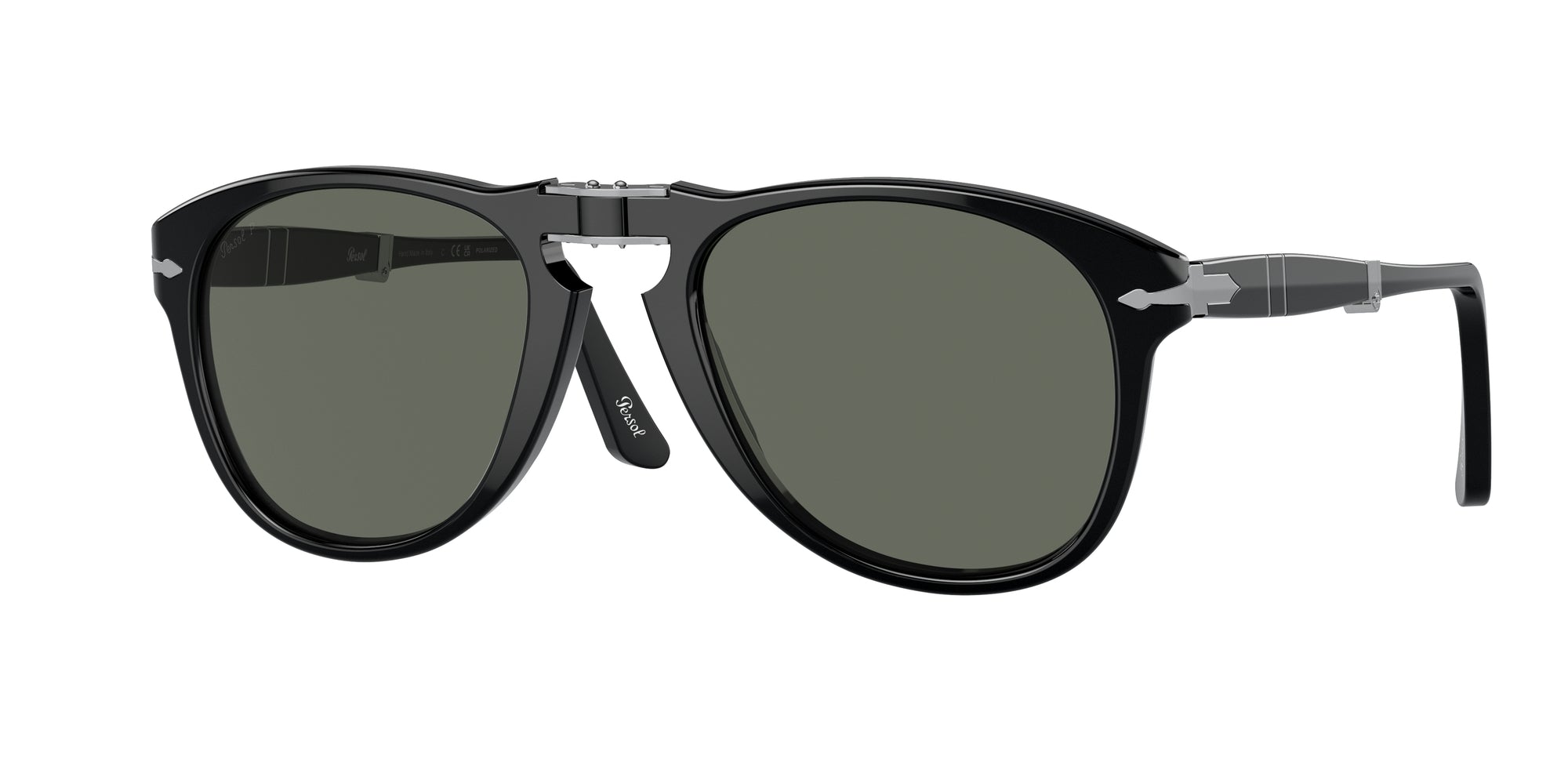 Persol Uomo Po0714 Folding 95/58 Occhiali Da Sole Plastica Nero  Pilot Polarizzata