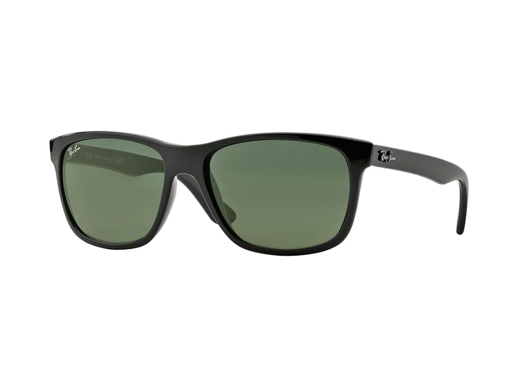 Ray - Ban Uomo Rb4181 Rb4181 601 Occhiali Da Sole Iniettato Nero Verde Squadrata Normale