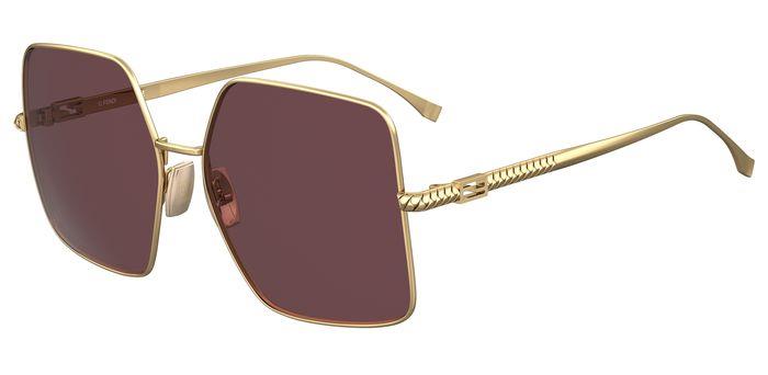 Fendi Donna Ff 0439/S 001/U1 Occhiali Da Sole Outlet Metallo Oro Rosso Squadrata