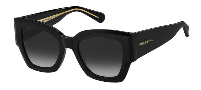 Tommy Hilfiger Donna Th 1862/S 807/9O Occhiali Da Sole Acetato Nero Grigio Squadrata  Sfumato