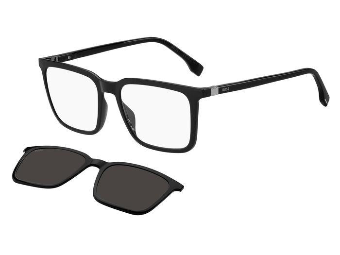Hugo Boss Uomo Boss 1492/Cs 807/Ir Occhiali Da Sole Acetato Nero Grigio Squadrata  Clip-On