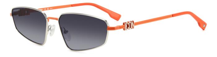Dsquared2 Uomo Icon 0015/S G2I/9O Occhiali Da Sole Metallo Palladio Grigio Geometrica Normale Sfumato