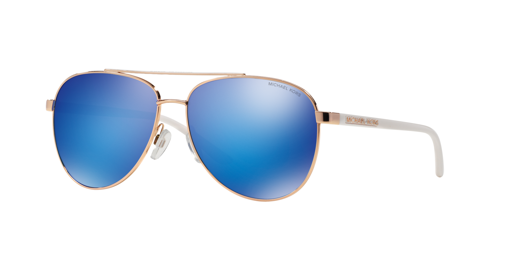Michael Kors Donna Mk5007 Hvar 104525 Occhiali Da Sole Metallo Rosa Blu Pilot Specchiate