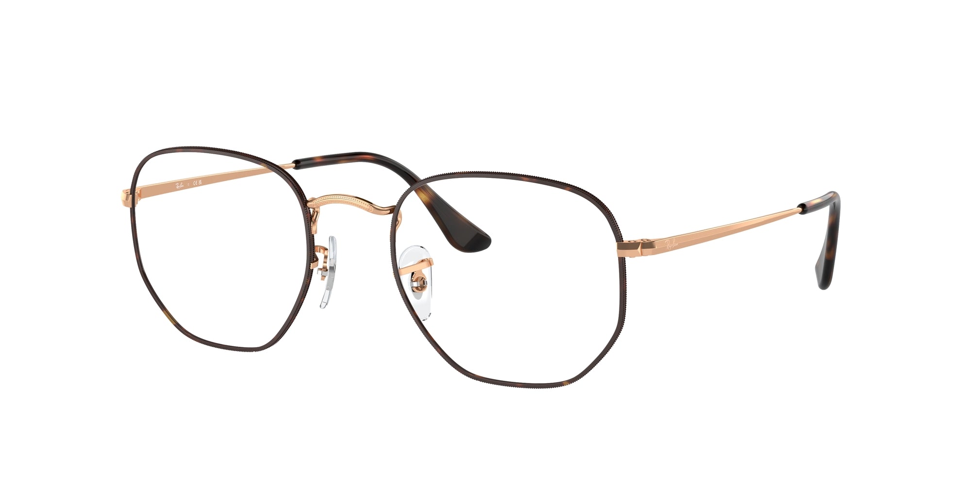 Ray - Ban Unisex Rx6448 Hexagonal 3176 Montature Da Vista Metallo Havana Trasparente Geometrica Normale