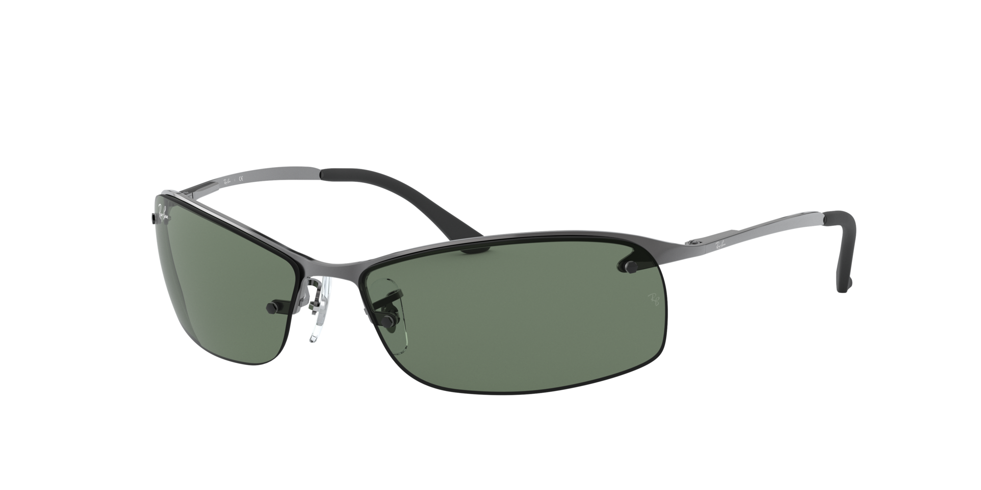 Ray - Ban Uomo Rb3183 Rb3183 004/71 Occhiali Da Sole Metallo Grigio Verde Squadrata Normale
