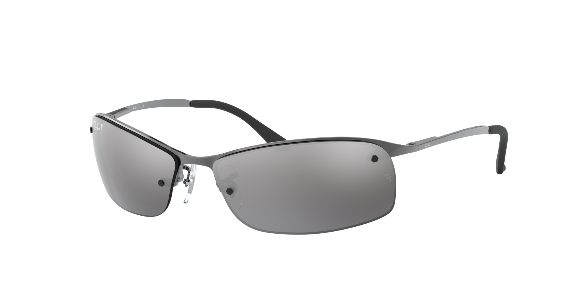 Ray - Ban Uomo Rb3183 Rb3183 004/82 Occhiali Da Sole Metallo Grigio Argento Squadrata Polarizzata