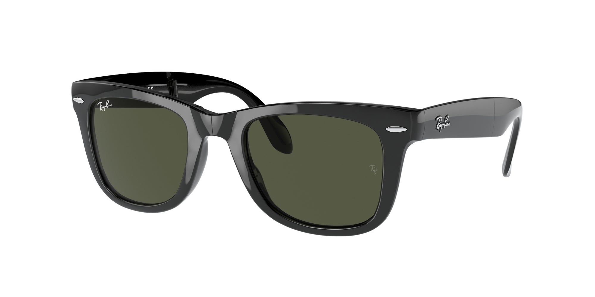 Ray - Ban Uomo Rb4105 Folding Wayfarer 601 Occhiali Da Sole Iniettato Nero G15 Squadrata Normale