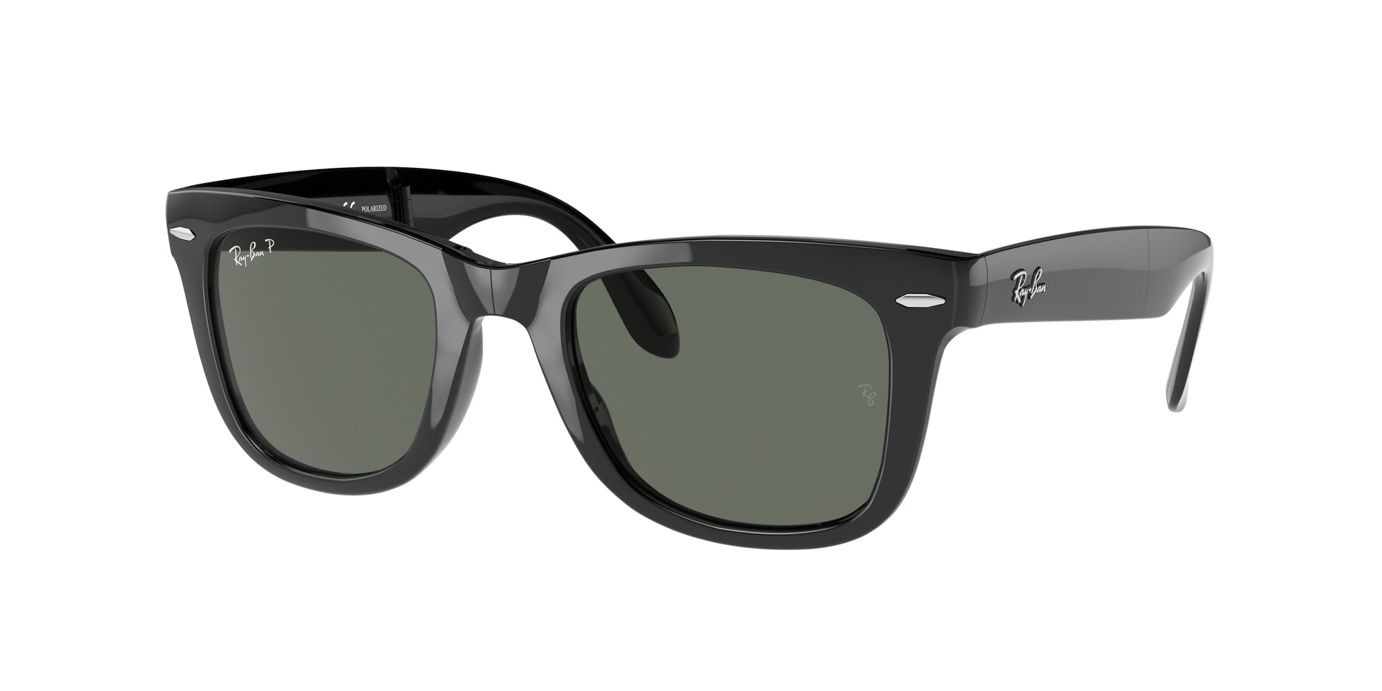 Ray - Ban Uomo Rb4105 Folding Wayfarer 601/58 Occhiali Da Sole Iniettato Nero G15 Squadrata Polarizzata