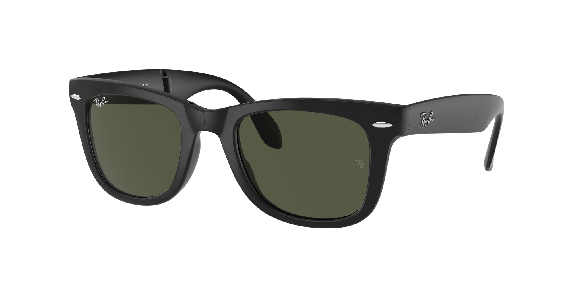 Ray - Ban Uomo Rb4105 Folding Wayfarer 601S Occhiali Da Sole Iniettato Nero G15 Squadrata Normale
