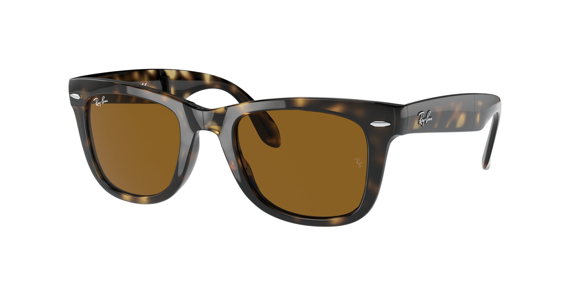 Ray - Ban Uomo Rb4105 Folding Wayfarer 710 Occhiali Da Sole Iniettato Tartaruga  Squadrata Normale