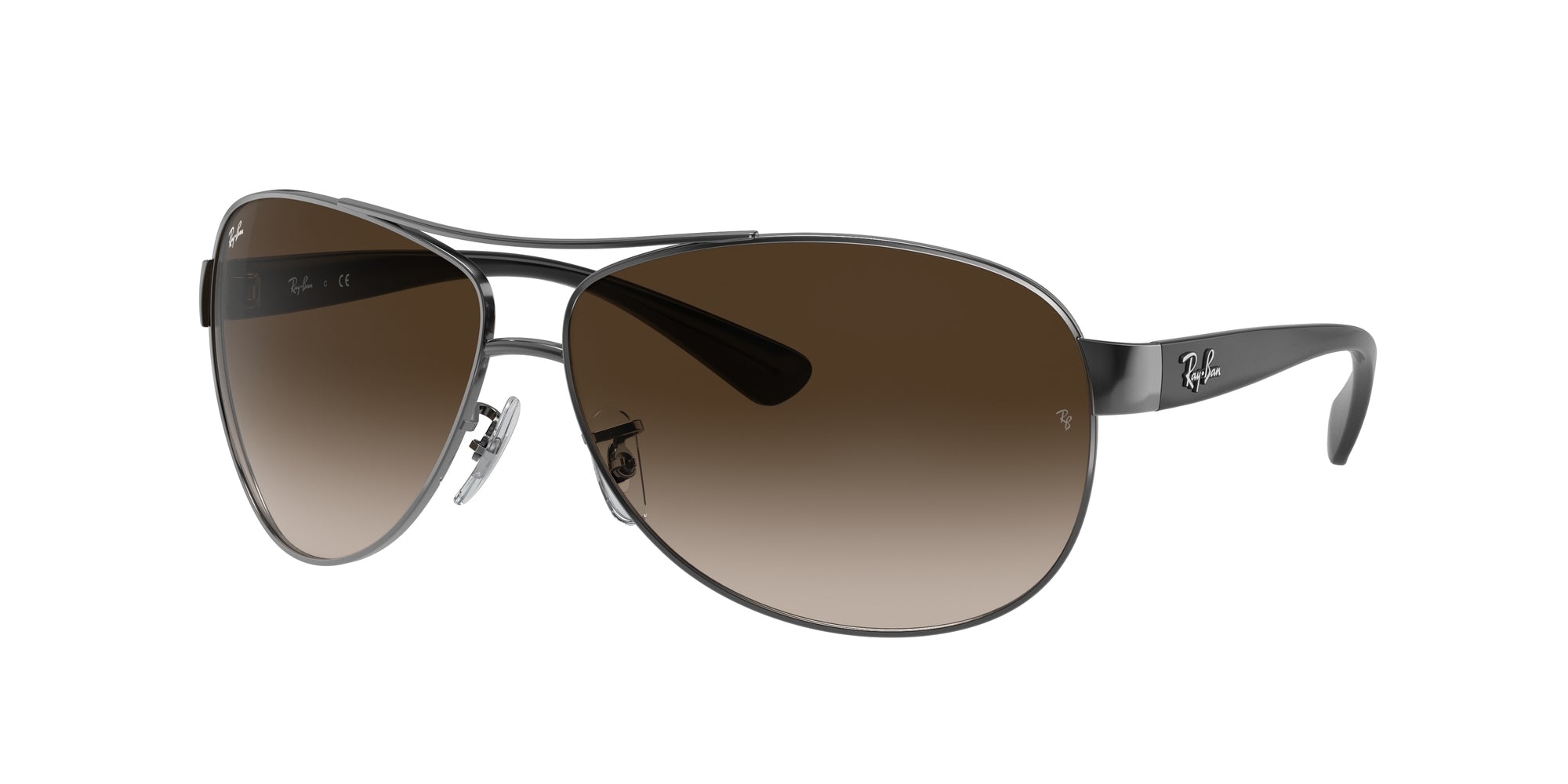 Ray - Ban Uomo Rb3386 Rb3386 004/13 Occhiali Da Sole Metallo Grigio Marrone Pilot Normale Sfumato