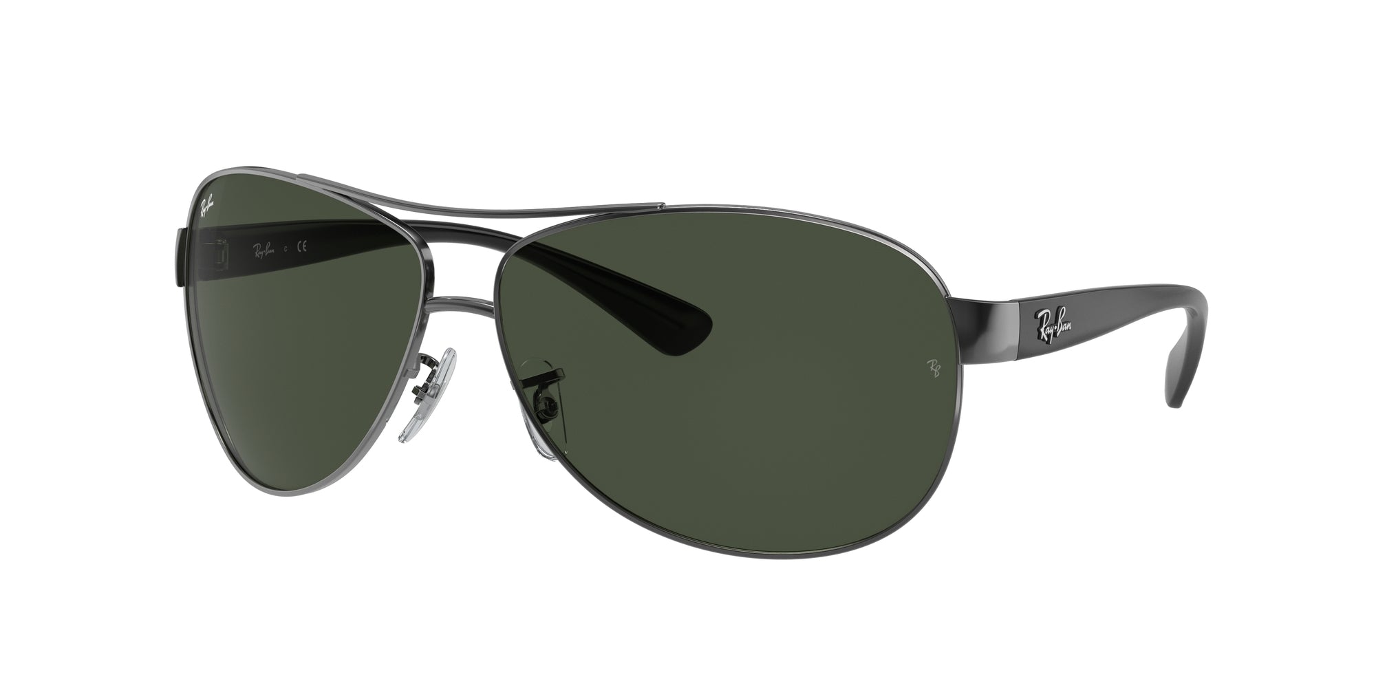 Ray - Ban Uomo Rb3386 Rb3386 004/71 Occhiali Da Sole Metallo Grigio Verde Pilot Normale