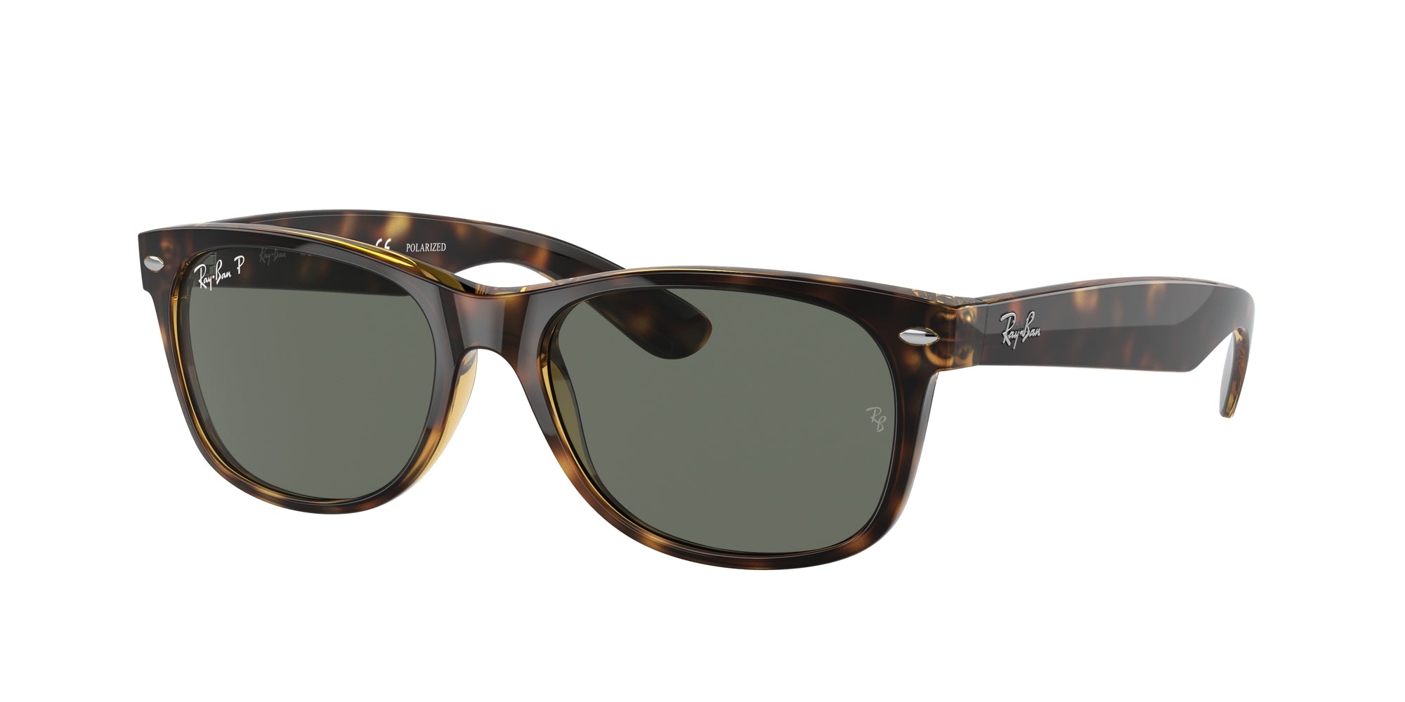 Ray - Ban Unisex Rb2132 New Wayfarer 902/58 Occhiali Da Sole Iniettato Tartaruga Verde G15 Squadrata Polarizzata