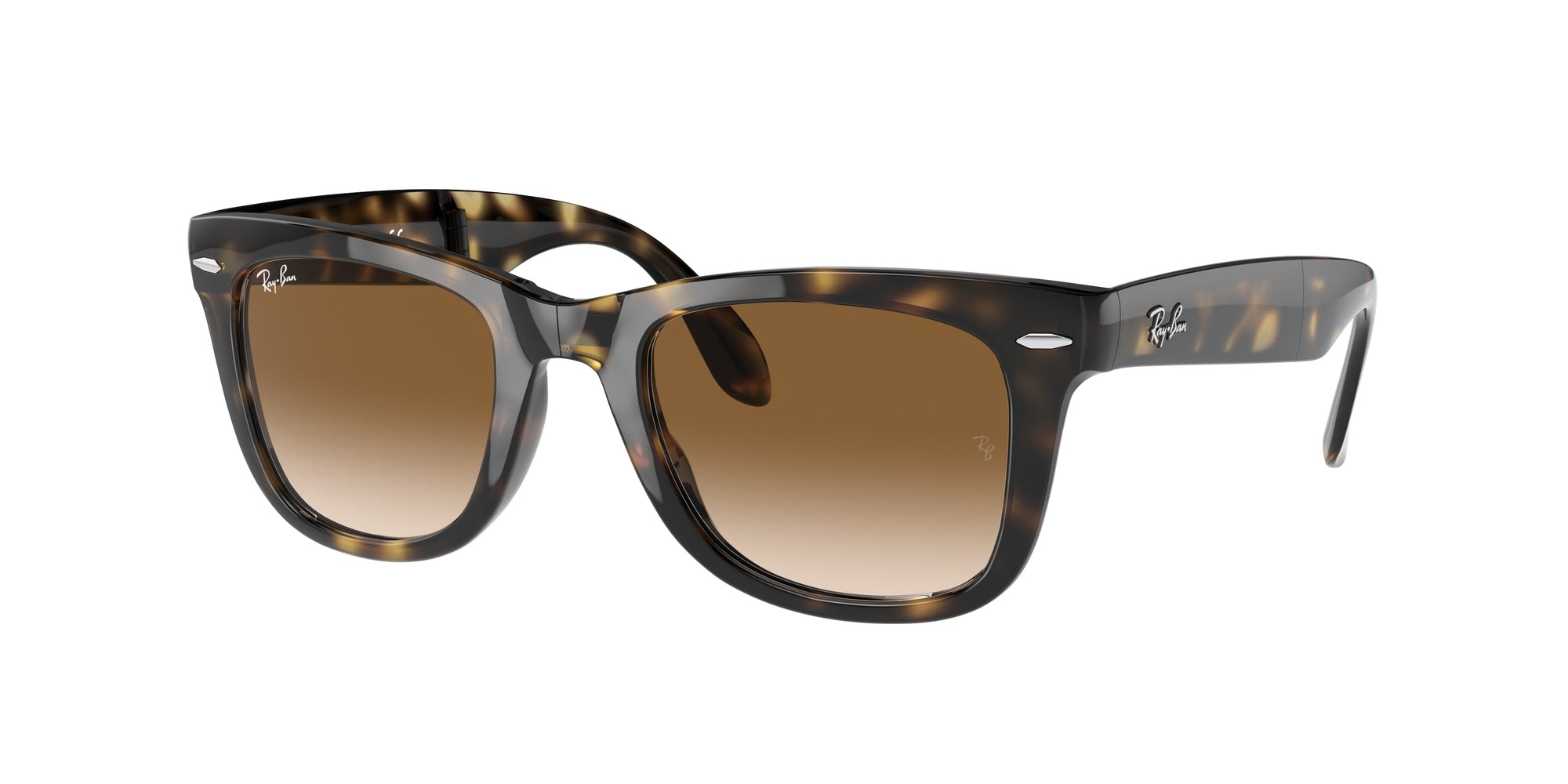 Ray - Ban Uomo Rb4105 Folding Wayfarer 710/51 Occhiali Da Sole Iniettato Tartaruga  Squadrata Normale Sfumato