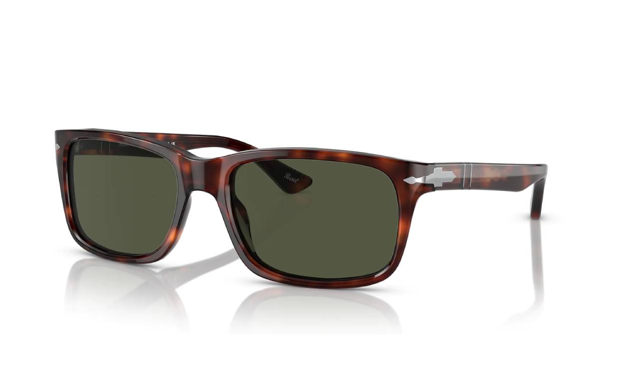 Persol Uomo Po3048S 24/31 Occhiali Da Sole Acetato Tartaruga Verde Squadrata Normale