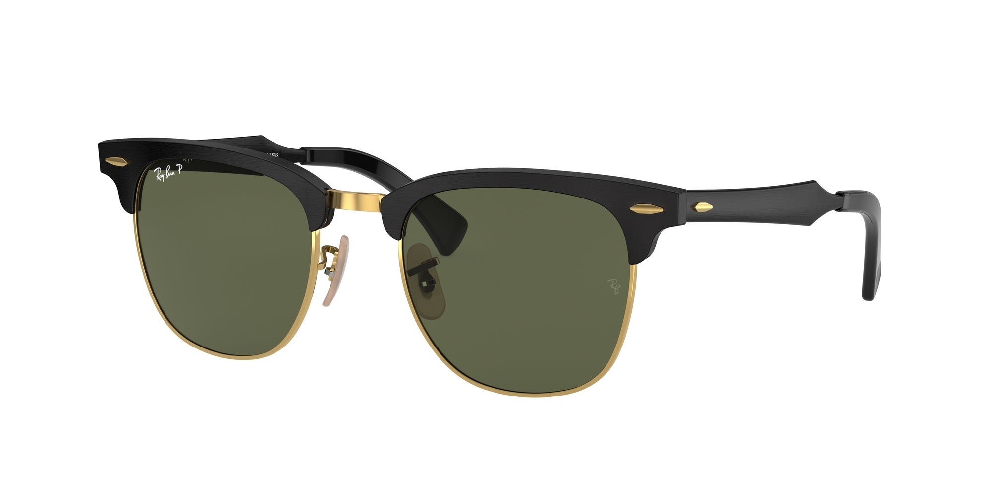 Ray - Ban Unisex Rb3507 Clubmaster Aluminum 136/N5 Occhiali Da Sole Metallo Nero G15 Squadrata Polarizzata