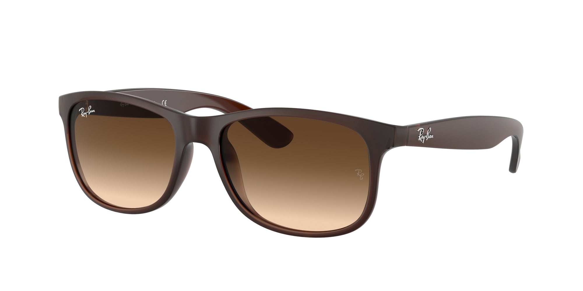 Ray - Ban Uomo Rb4202 Andy 607313 Occhiali Da Sole Iniettato Marrone Marrone Squadrata Normale Sfumato
