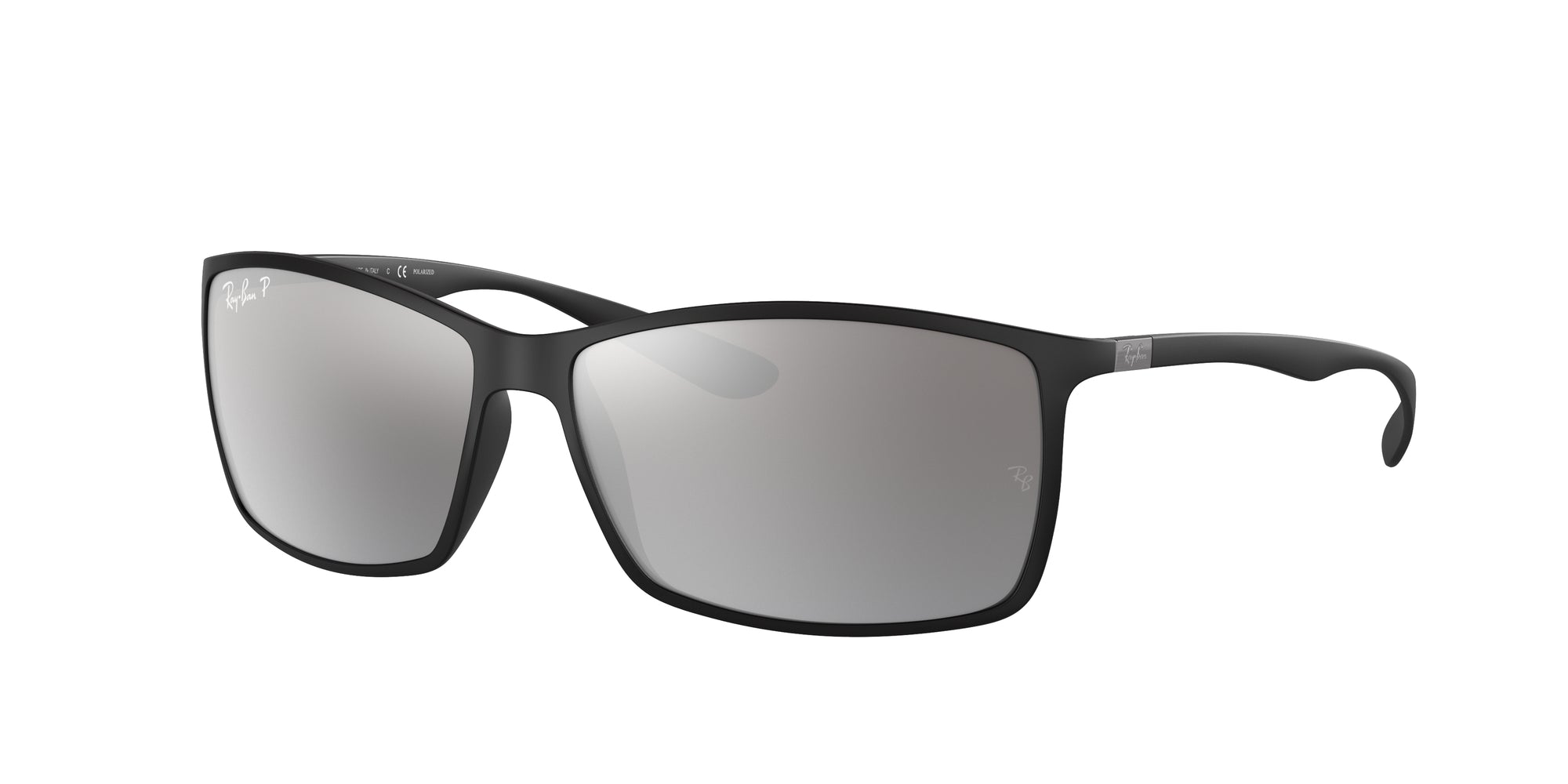 Ray - Ban Uomo Rb4179 Liteforce 601S82 Occhiali Da Sole Iniettato Nero Argento Squadrata Polarizzata
