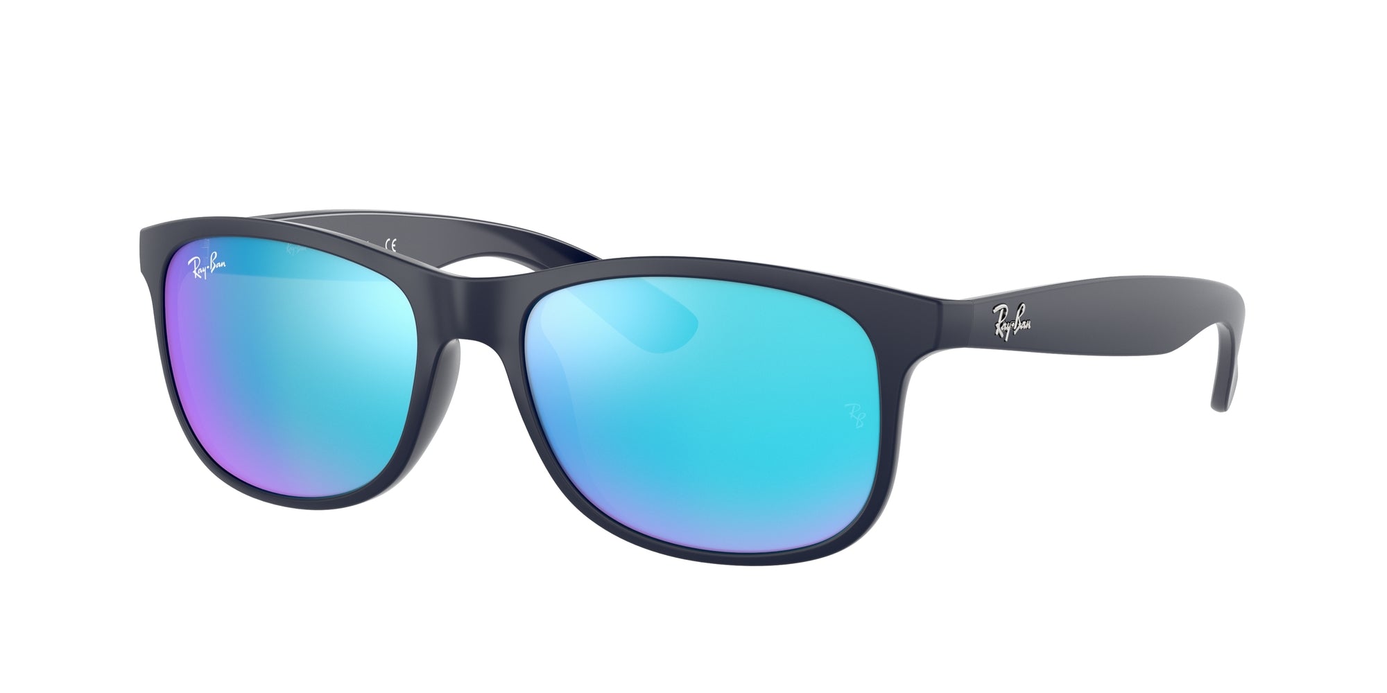 Ray - Ban Uomo Rb4202 Andy 615355 Occhiali Da Sole Iniettato Blu Blu Squadrata Specchiate