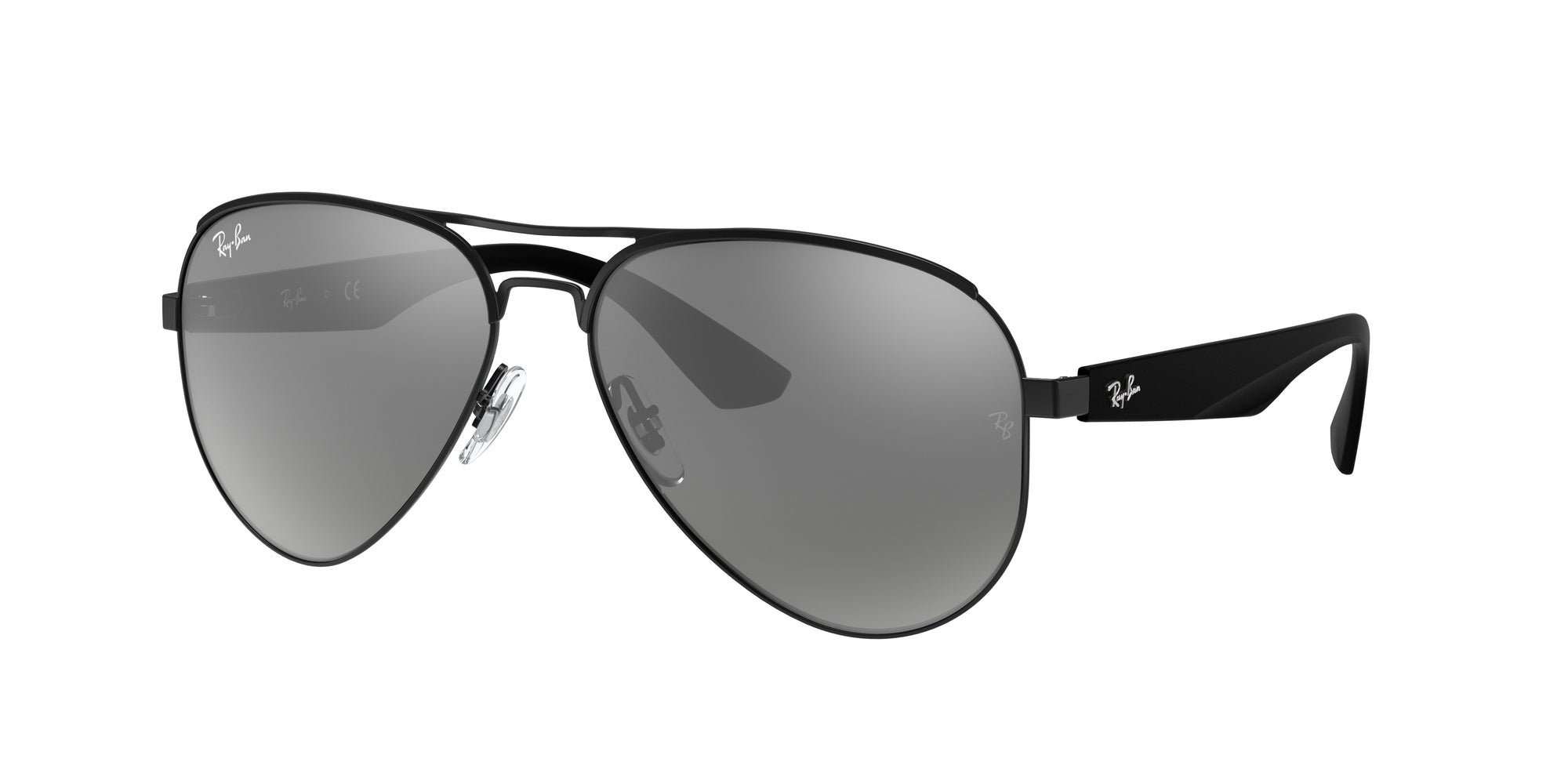 Ray - Ban Uomo Rb3523  006/6G Occhiali Da Sole Metallo Nero Grigio Pilot Specchiate