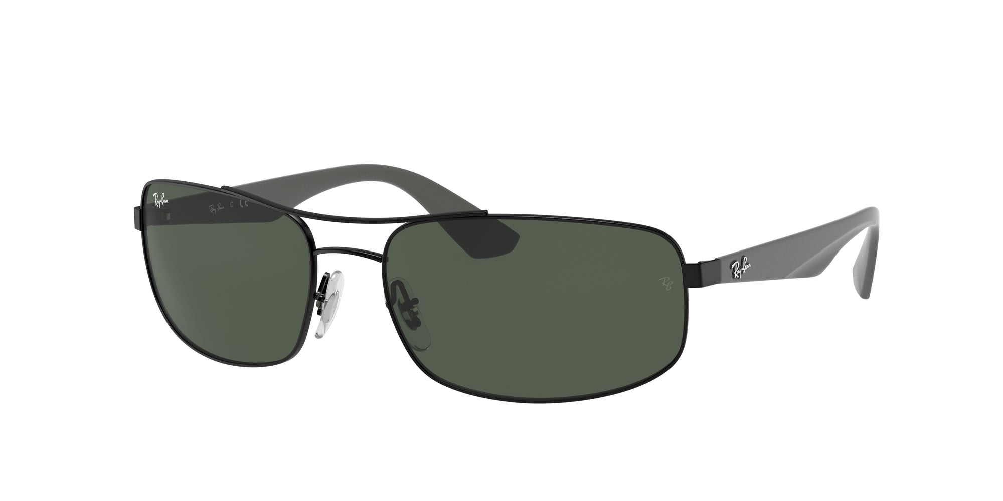Ray - Ban Uomo Rb3527 006/71 Occhiali Da Sole Metallo Nero Verde Squadrata Normale