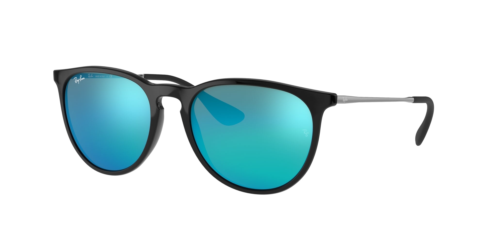 Ray - Ban Donna Rb4171 Erika 601/55 Occhiali Da Sole Iniettato Nero Blu Pantos Specchiate