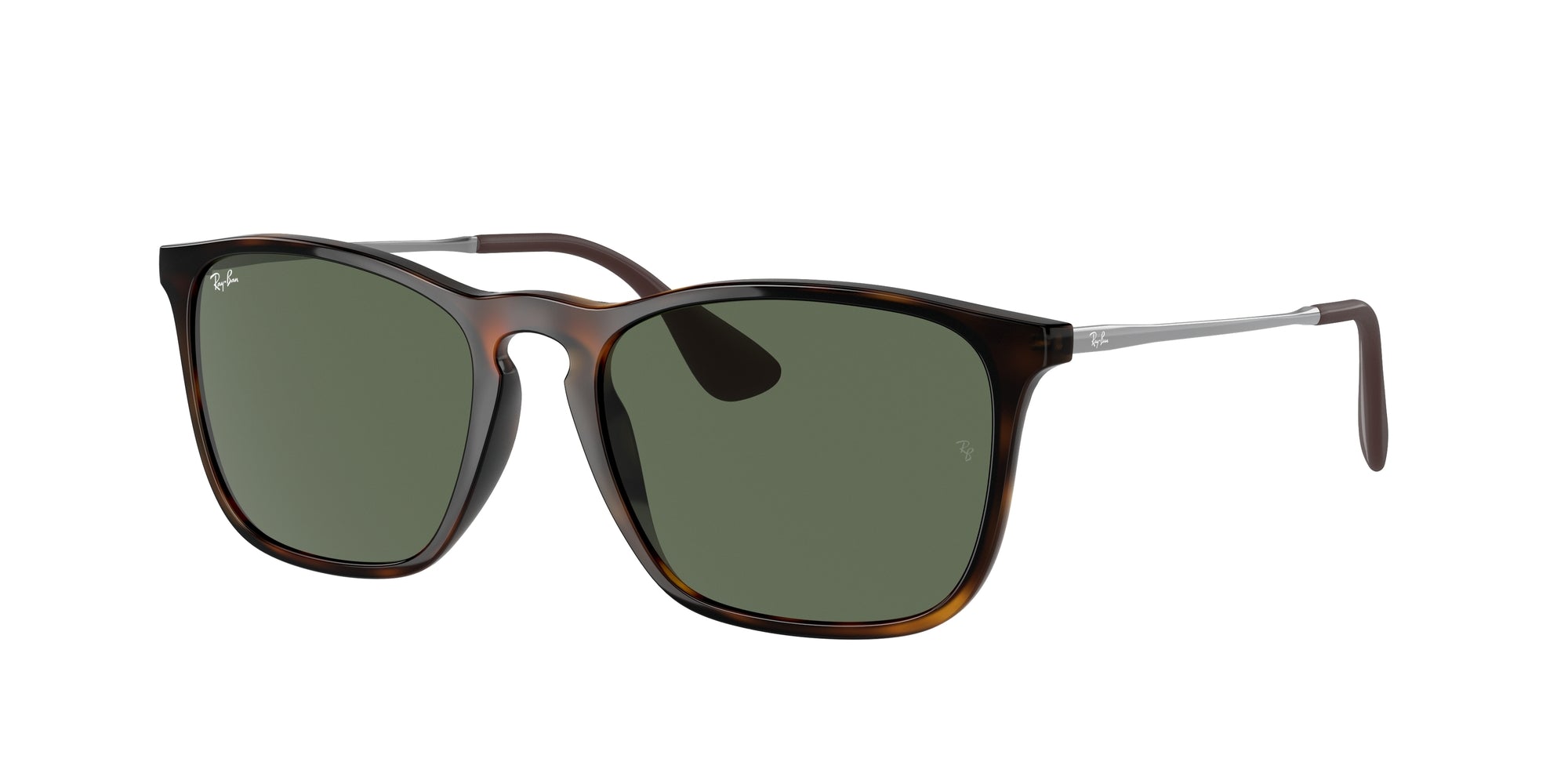 Ray - Ban Uomo Rb4187 Chris 710/71 Occhiali Da Sole Iniettato Tartaruga Verde Squadrata Normale