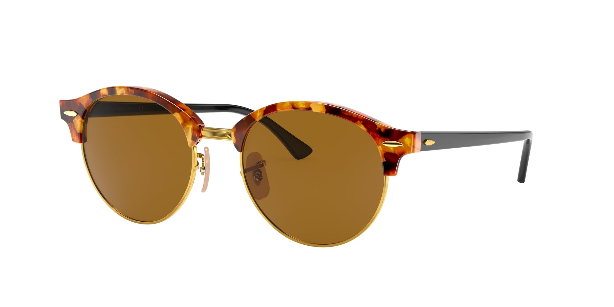 Ray - Ban Unisex Rb4246 Clubround 1160 Occhiali Da Sole Acetato Marrone Rotonda Normale