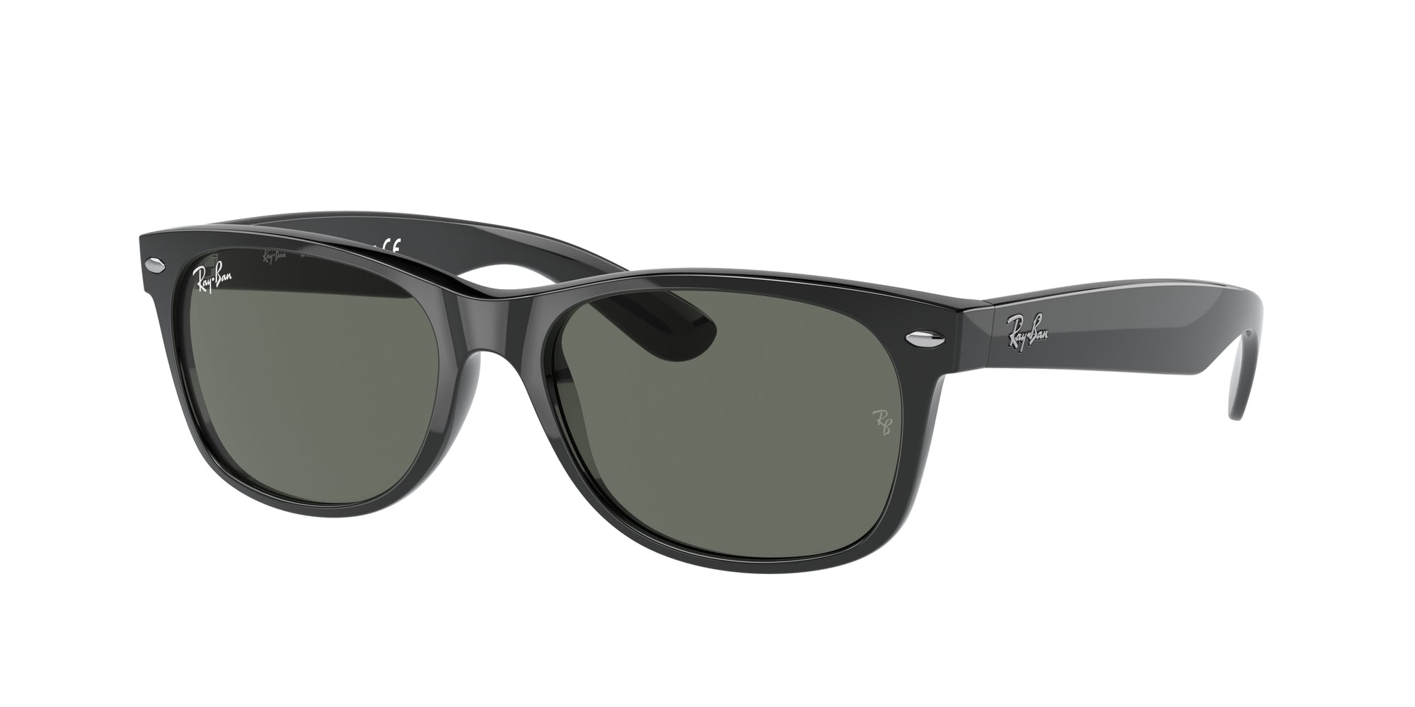 Ray - Ban Unisex Rb2132 New Wayfarer 901 Occhiali Da Sole Nylon Nero Verde G15 Squadrata Normale