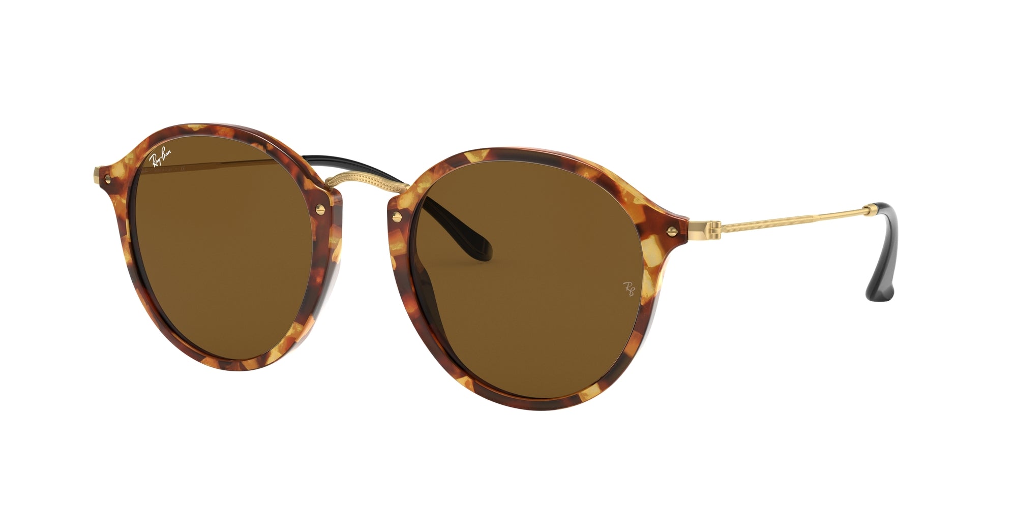 Ray - Ban Uomo Rb2447 Round 1160 Occhiali Da Sole Plastica Havana Marrone Pantos Normale