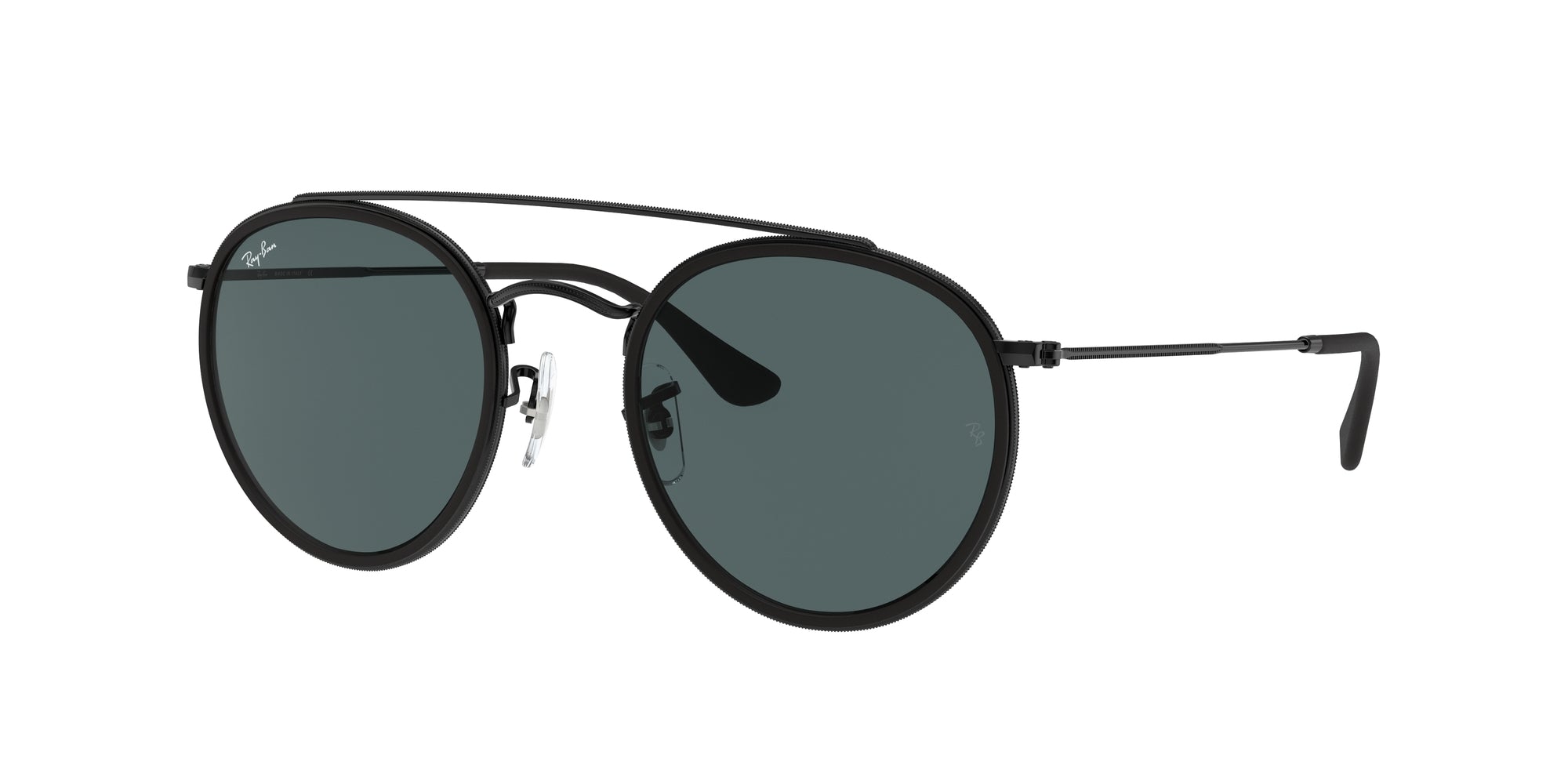 Ray - Ban Unisex Rb3647N 002/R5 Occhiali Da Sole Metallo Nero Blu Rotonda Normale