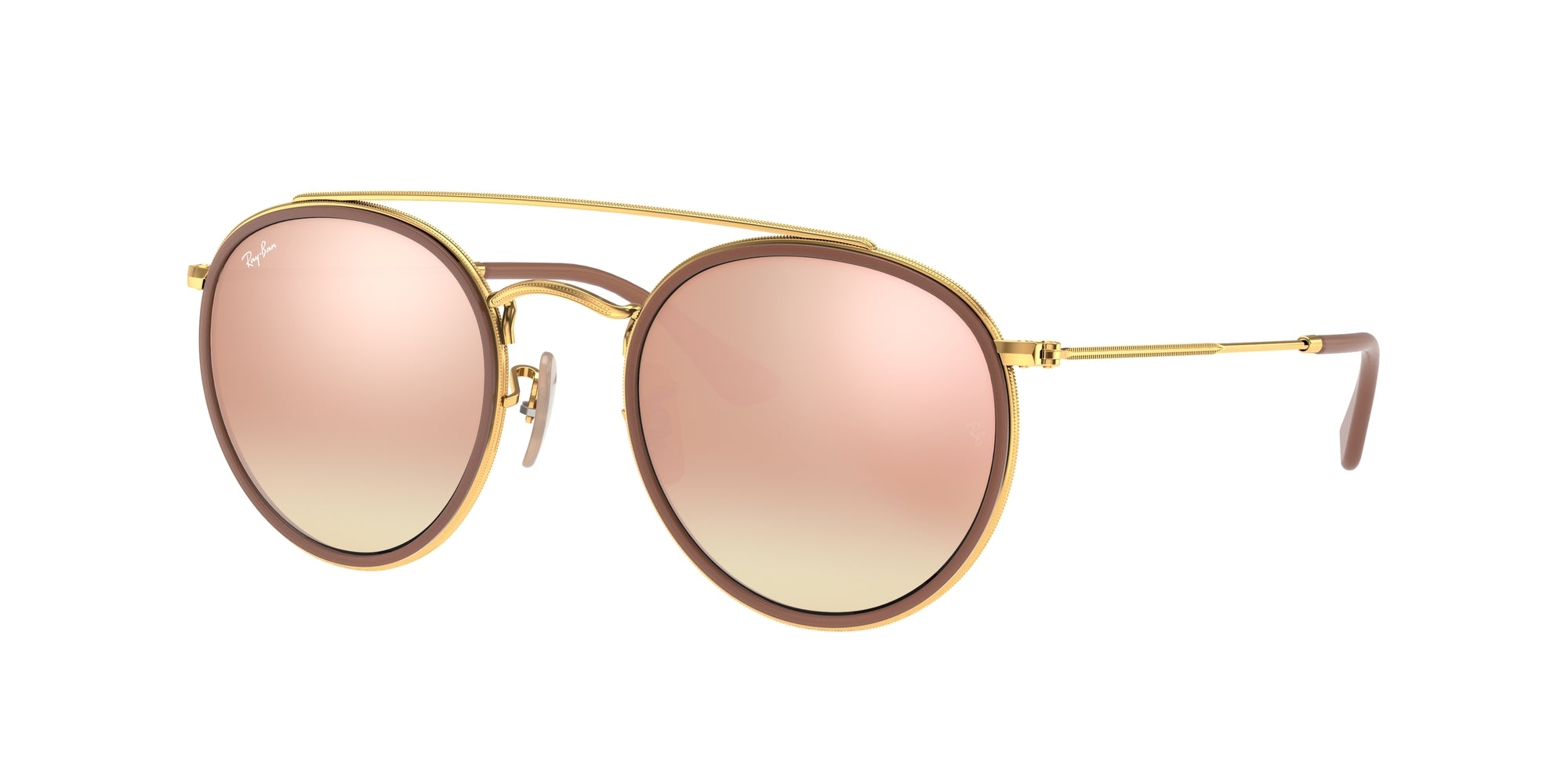 Ray - Ban Unisex Rb3647N  001/7O Occhiali Da Sole Metallo Oro Marrone Rotonda Normale