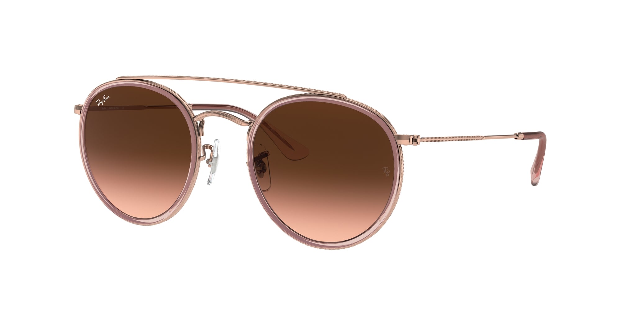 Ray - Ban Unisex Rb3647N 9069A5 Occhiali Da Sole Metallo Bronzo Marrone Rotonda Normale Sfumato