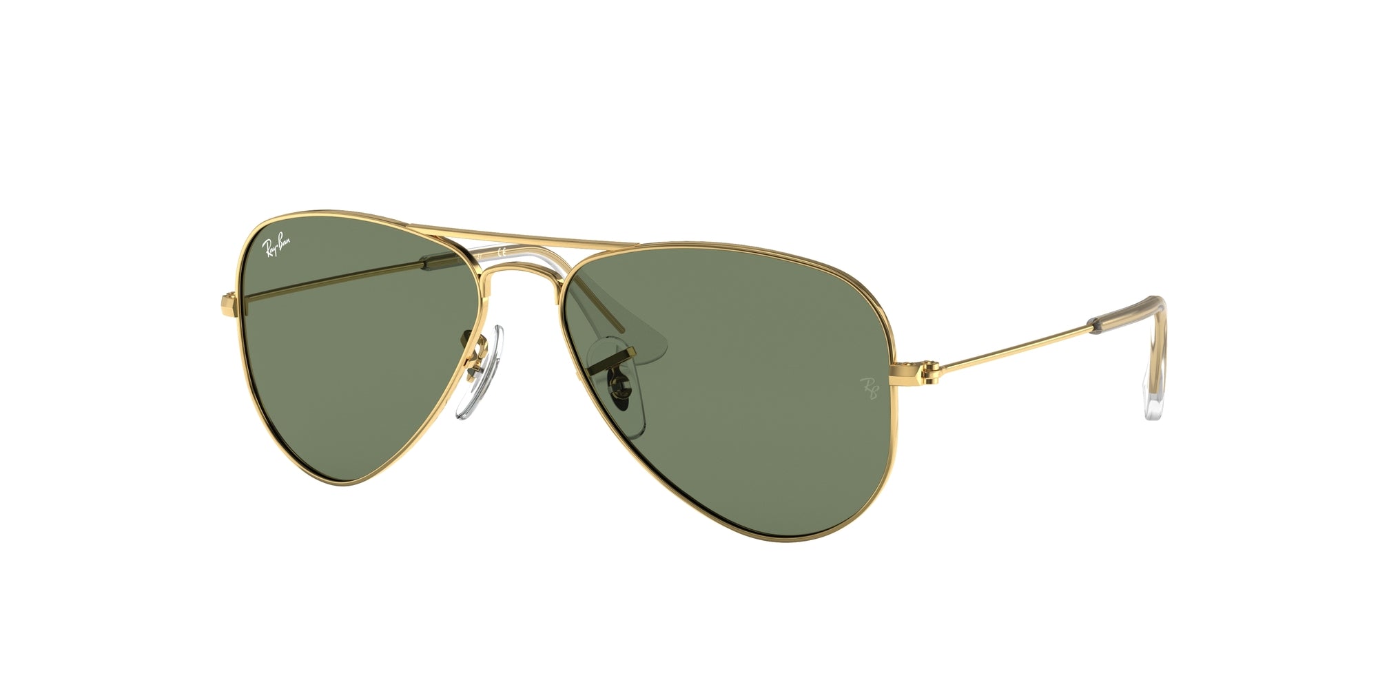 Ray - Ban Bambino Rj9506S Junior Aviator 223/71 Occhiali Da Sole Metallo Oro Verde Pilot Normale