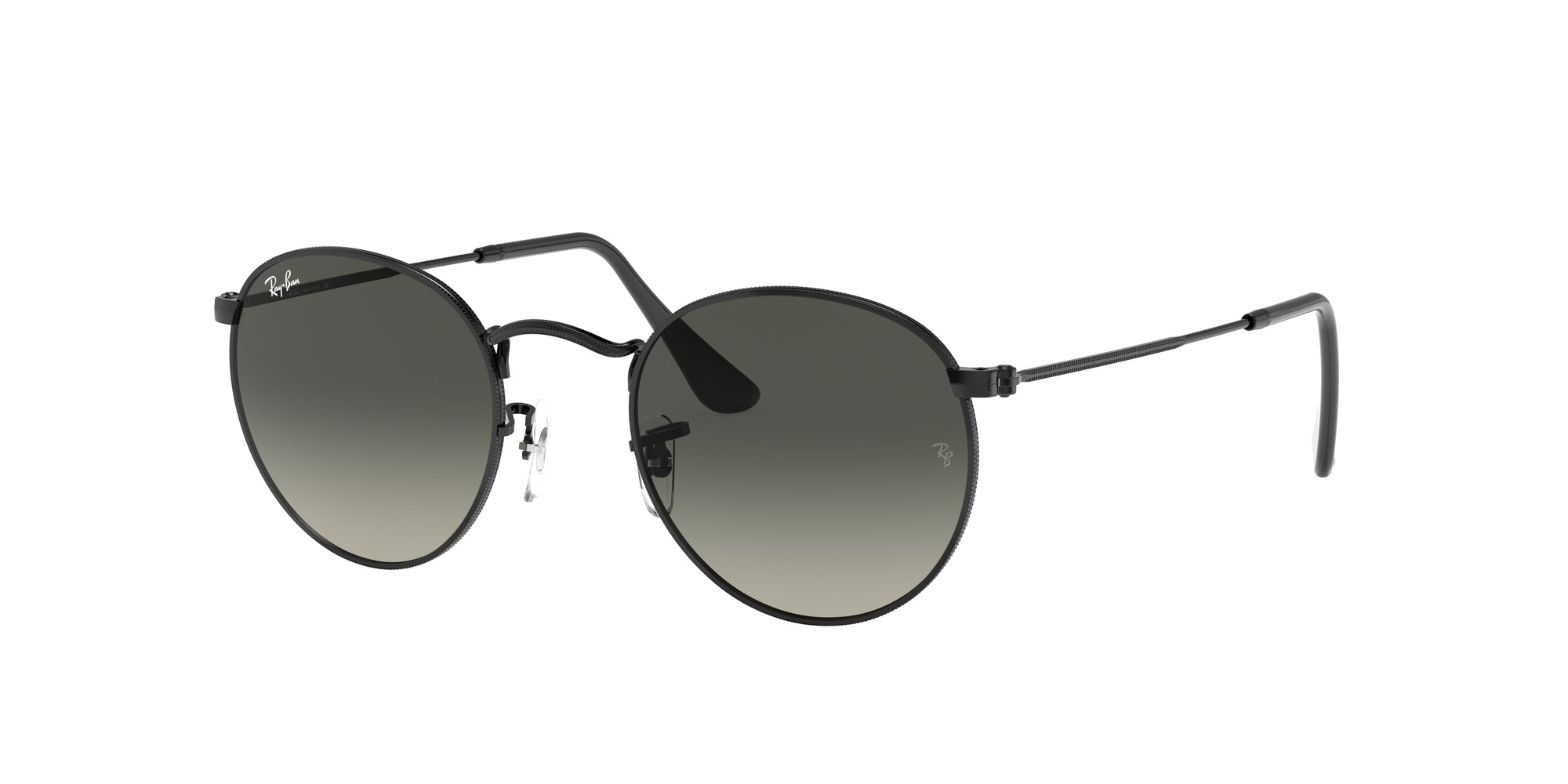 Ray - Ban Uomo Rb3447N Round Metal 002/71 Occhiali Da Sole Metallo Nero Grigio Rotonda Normale Sfumato