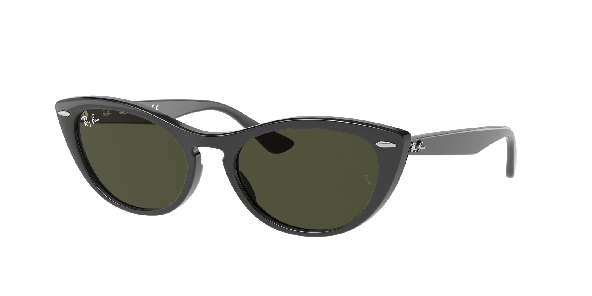 Ray - Ban Donna Rb4314N Nina 601/31 Occhiali Da Sole Iniettato Nero G15 Cat Eye Normale