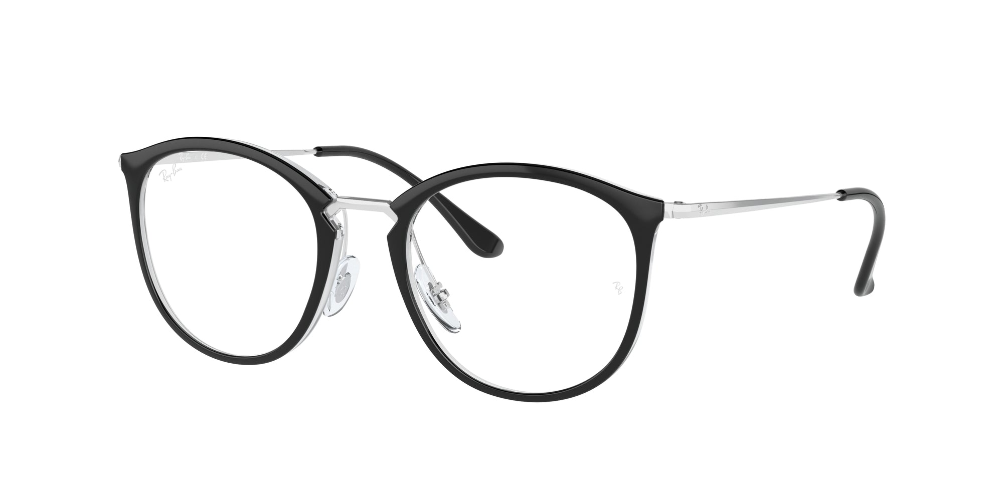 Ray - Ban Donna Rx7140 5852 Montature Da Vista Iniettato Nero Trasparente Pantos Normale