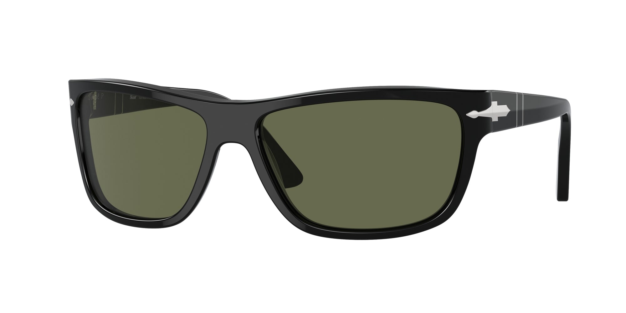 Persol Unisex Po3342S  95/58 Occhiali Da Sole Acetato Nero Verde Squadrata Polarizzata