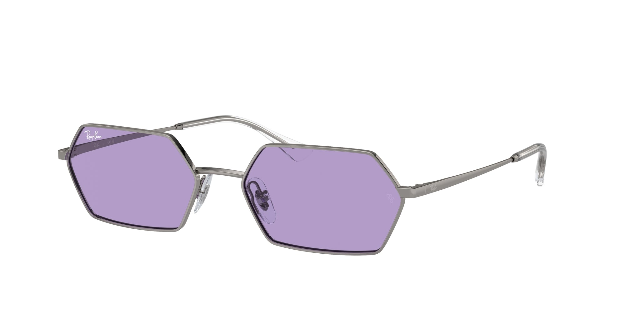 Ray - Ban Unisex Rb3728 Yevi 004/1A Occhiali Da Sole Metallo Grigio Viola Geometrica Normale