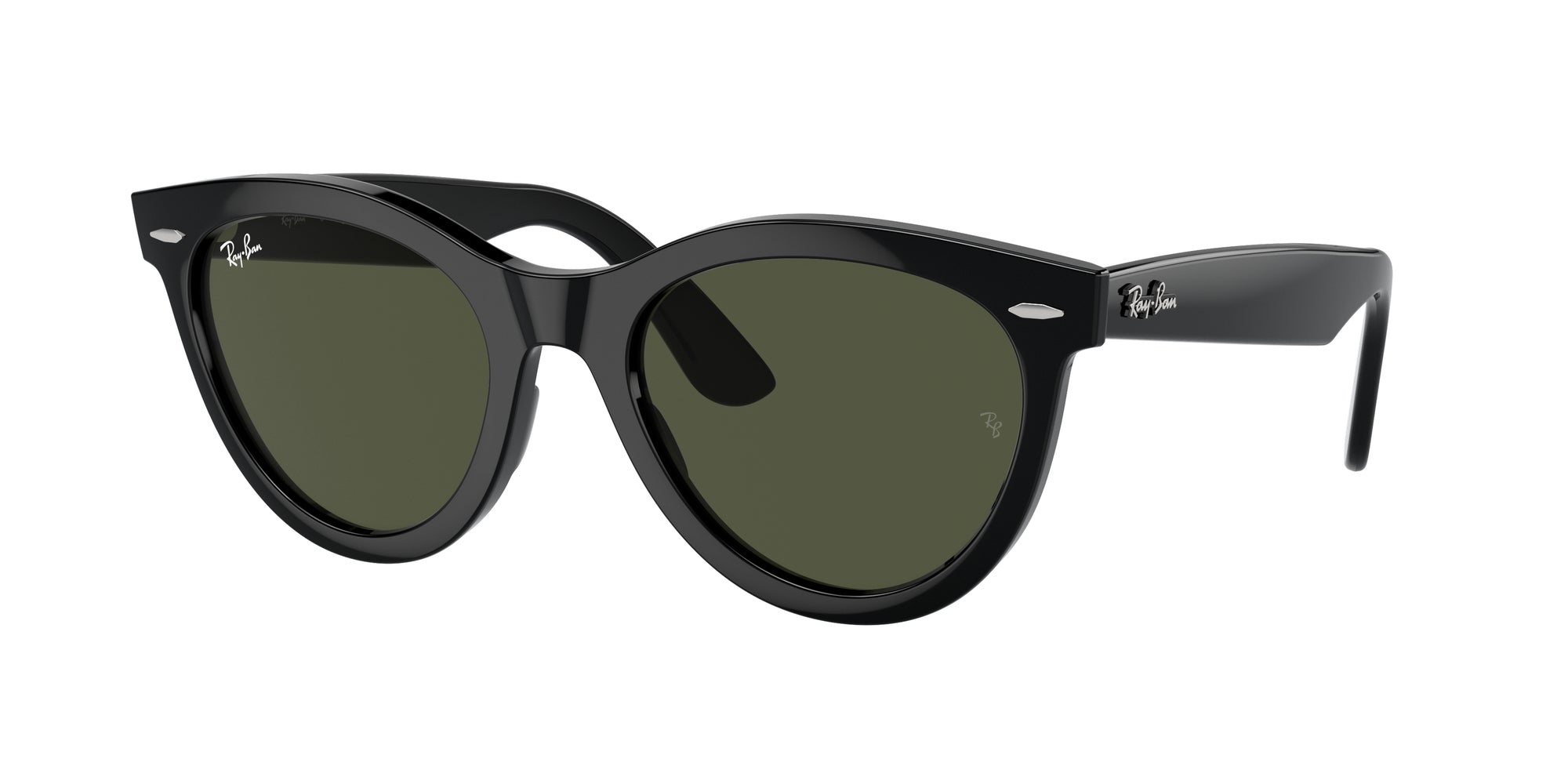 Ray - Ban Unisex Rb2241 Wayfarer Way 901/31 Occhiali Da Sole Acetato Nero Verde Rotonda Normale